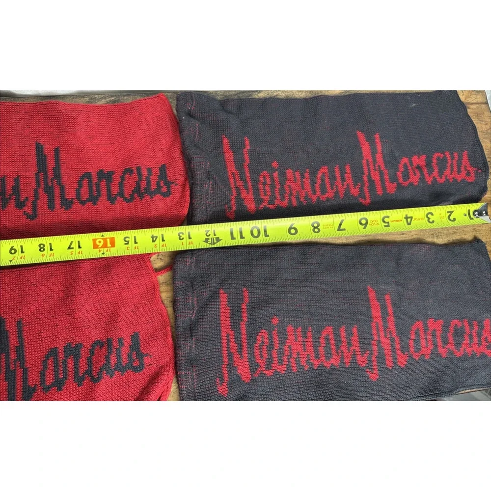 Neiman Marcus Shoes Dust Bags Lot of 5 Red Black Logo Clean Unused Drawstring